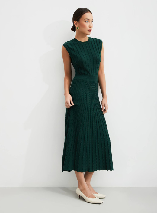 Openwork knit dress Estelle dark green