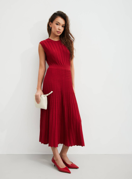 Openwork knit dress Estelle burgundy