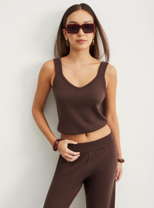Anita plunge neckline top chocolate
