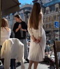 Openwork dress with an open back white LU