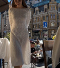 Openwork dress with an open back white LU