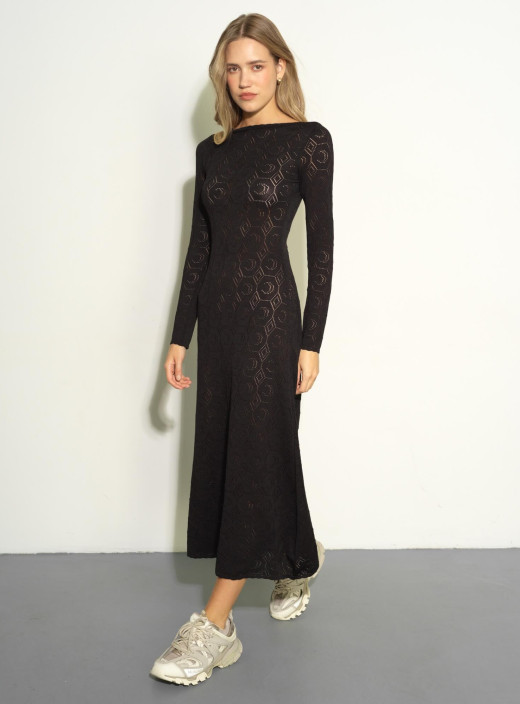 Openwork dress with an open back black LU