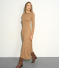 Openwork dress with an open back caramel LU