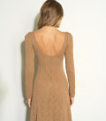 Openwork dress with an open back caramel LU
