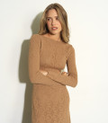 Openwork dress with an open back caramel LU
