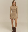 Openwork dress mini long sleeve beige LU