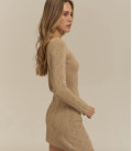 Openwork dress mini long sleeve beige LU