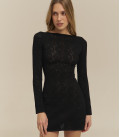 Openwork dress mini long sleeve black LU