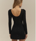 Openwork dress mini long sleeve black LU