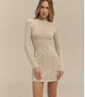 Openwork dress mini long sleeve pearl LU