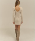 Openwork dress mini long sleeve pearl LU