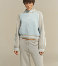 Striped bomber jacket "GLOW" light blue-grey