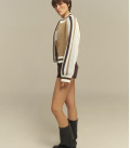 Striped bomber jacket "GLOW" in milk and caramel