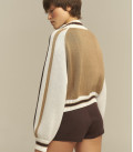 Striped bomber jacket "GLOW" in milk and caramel