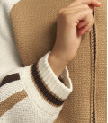 Striped bomber jacket "GLOW" in milk and caramel
