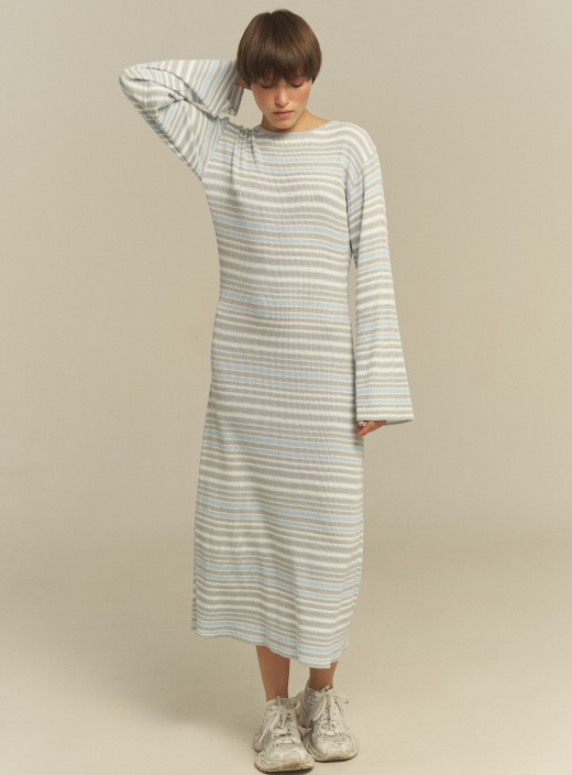 Striped midi dress "SOLE" light blue