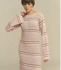 Striped midi dress "SOLE" powder