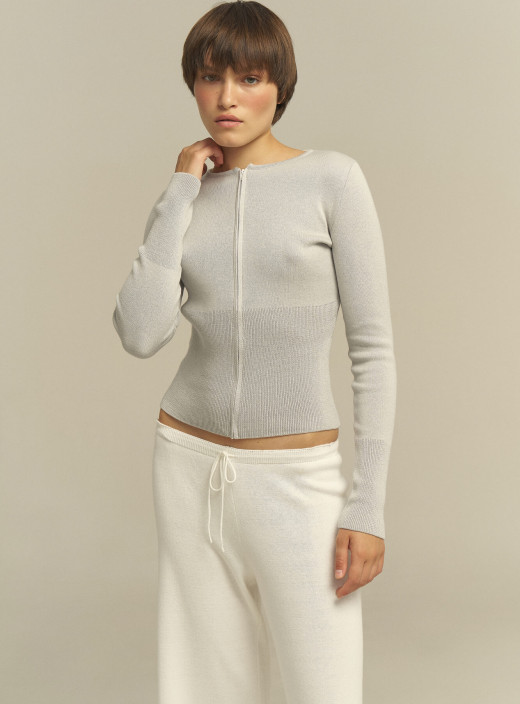 Silhouette cardigan "ZIPPER" gray