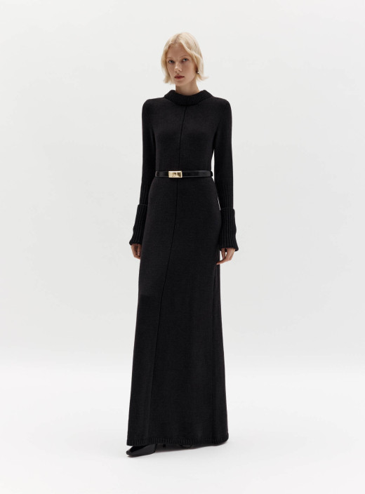 Платье макси с акцентными манжетами Атена черное