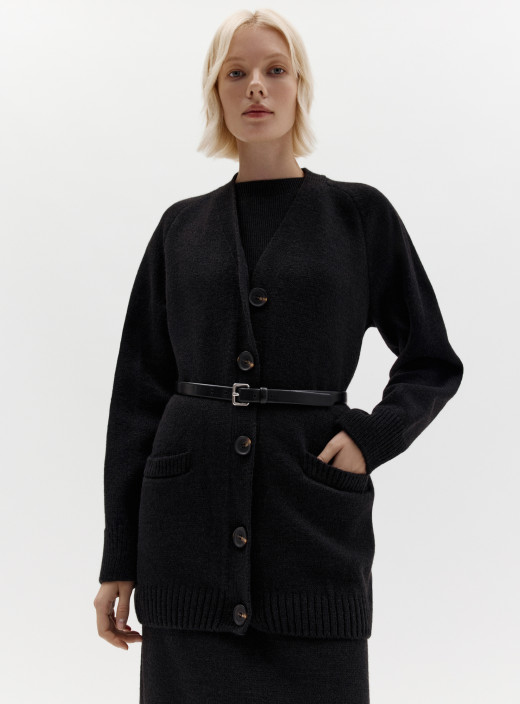 Удлиненный кардиган прямого кроя Нидея черный