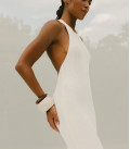 Midi dress with bare shoulders Mojito milk