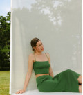 Bandeau top with thin straps Lemon green