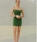 Bandeau top with thin straps Lemon green