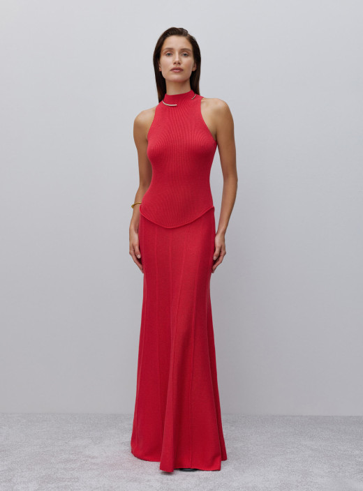 Платье макси с заниженной талией Anabel красное