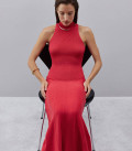 Anabel drop waist maxi dress red