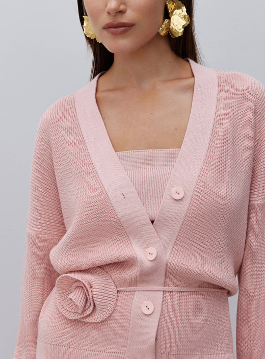 Роза на тонкой тесьме пудра