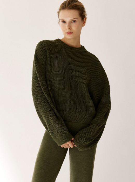 Свитер объемного кроя Comfort хаки