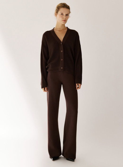 Брючный костюм с базовым кардиганом Lorin-Longi шоколад
