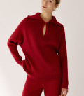Джемпер поло с акцентным воротником Pola бордо