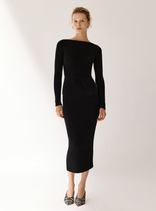 Chovnyk-Leymon Силуэтный джемпер и юбка миди - комплект с имитацией баски черный