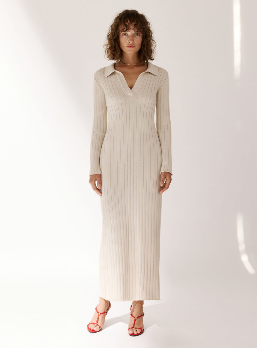 Платье поло с разрезом на подоле Nová айвори