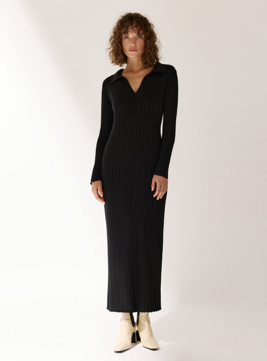 Платье поло с разрезом на подоле Nová черное