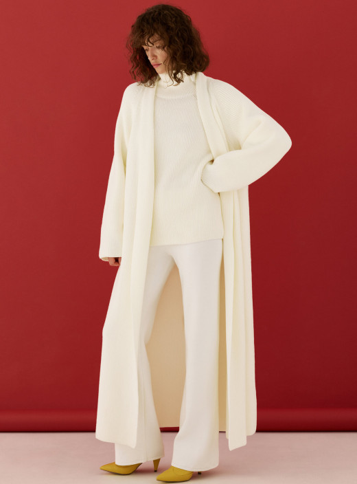 Кардиган-пальто в длине макси Teplo молоко