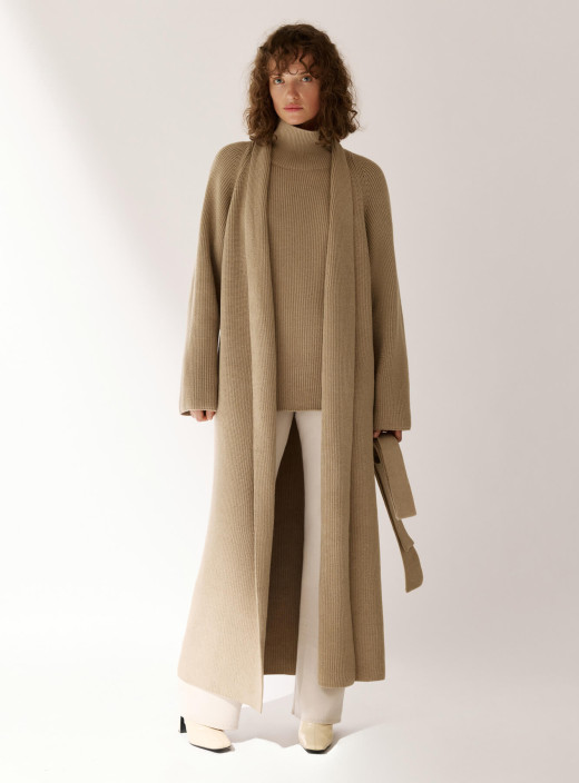 Кардиган-пальто в длине макси Teplo бежевый