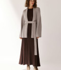 Кардиган-пальто средней длины Line серый