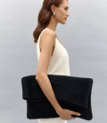 Soft Clutch bag made of fluffy yarn black