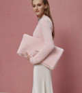 Soft Clutch bag made of fluffy yarn pink