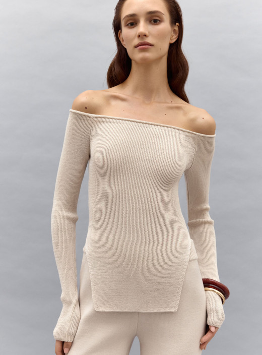 Топ с обнаженными плечами Nude айвори