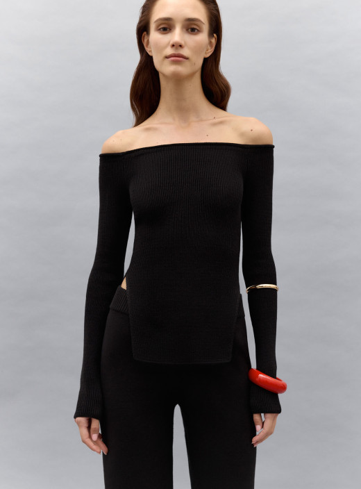 Топ с обнаженными плечами Nude черный