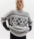 Свитер из пушистой пряжи с орнаментом Symbol Серый + Черный