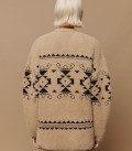 Symbol: Sweater made of fluffy yarn with ornament Caramel + Black
