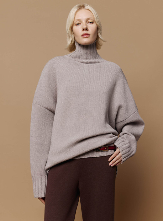 Свитер с высокой горловиной Monte серый