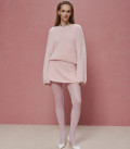 Noel: Set made of fluffy yarn with oversized sweater and mini skirt pink