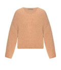 Noel: Set made of fluffy yarn with oversized sweater and mini skirt caramel