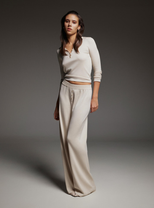 Jane set with flared trousers and jumper ivory