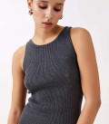 Kate mini dress with ribbed knit graphite
